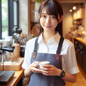 カフェの女性店員画像１