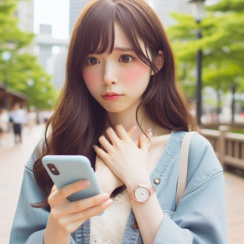 告白後にLINEする女性画像２