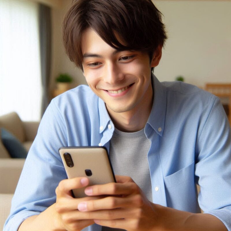 好きな人にlineする男女画像７