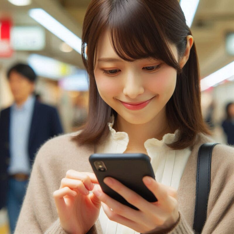 疲れている彼にLINEを贈る女性画像