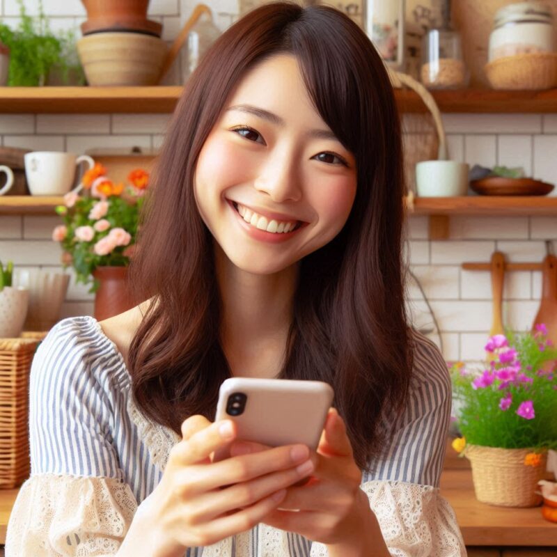 疲れている彼にLINEを贈る女性画像３