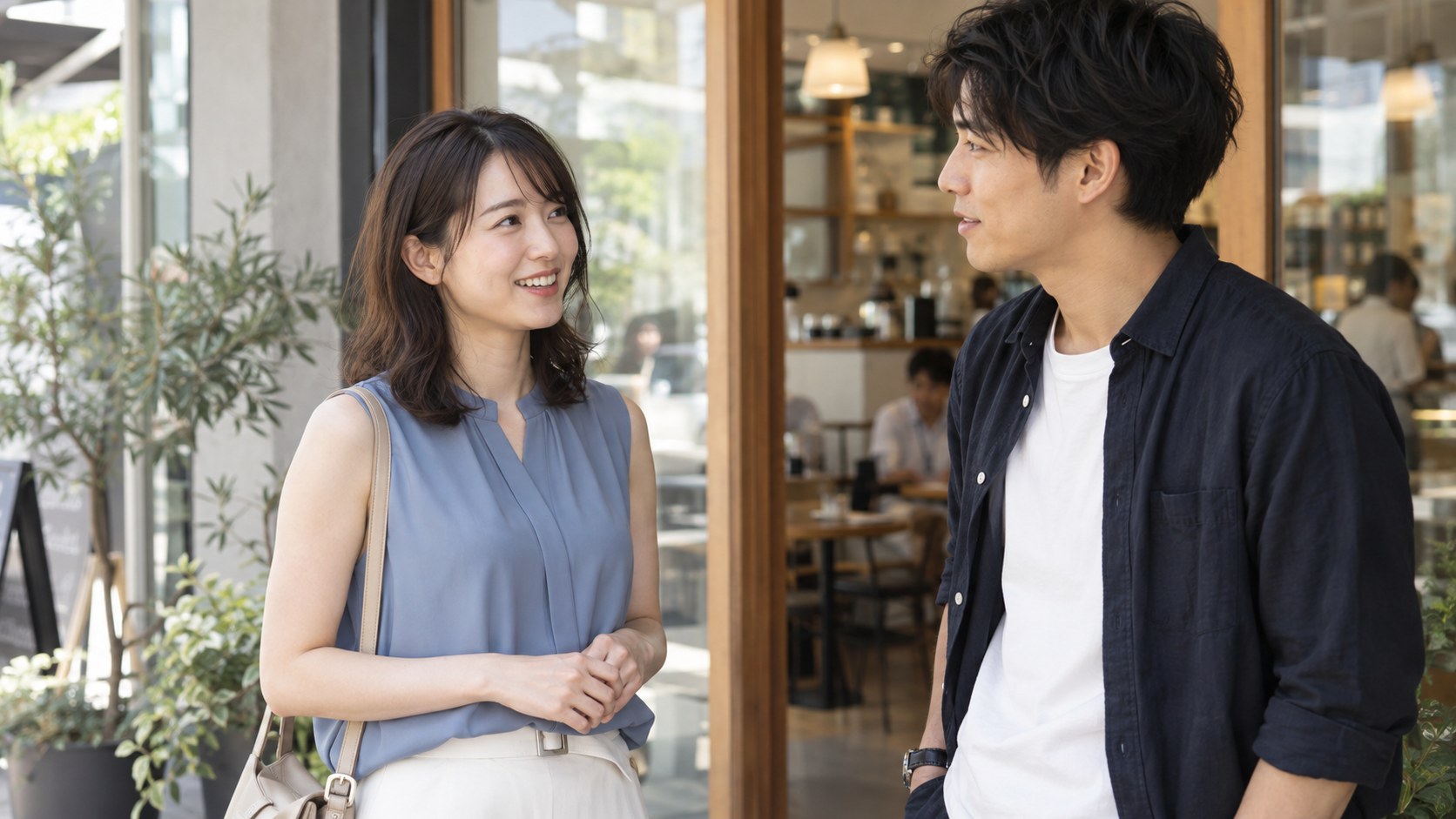 ノースリーブの服を色や好みに合わせて選ぶ女性