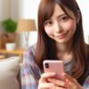 好きな人にlineする男女画像