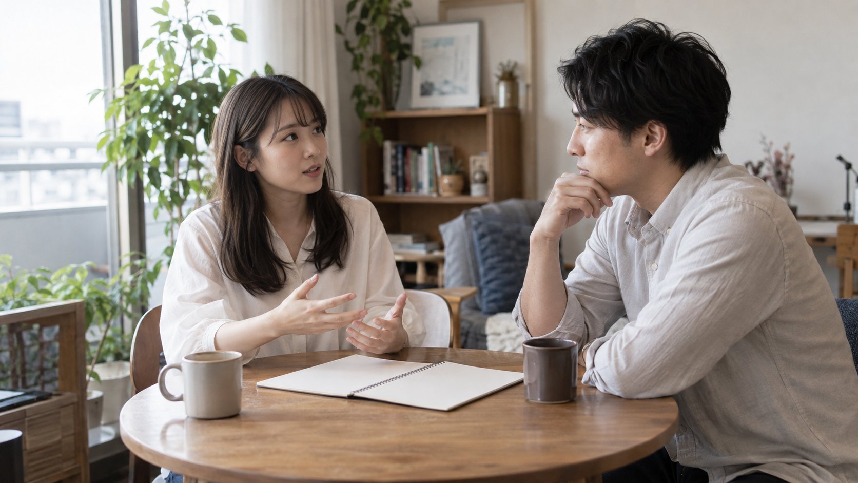恋人に短い言葉で気持ちを伝える女性