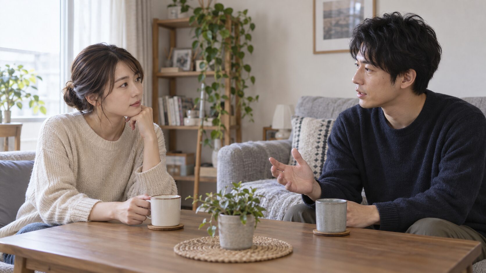 互いの気持ちを落ち着いて話す男女